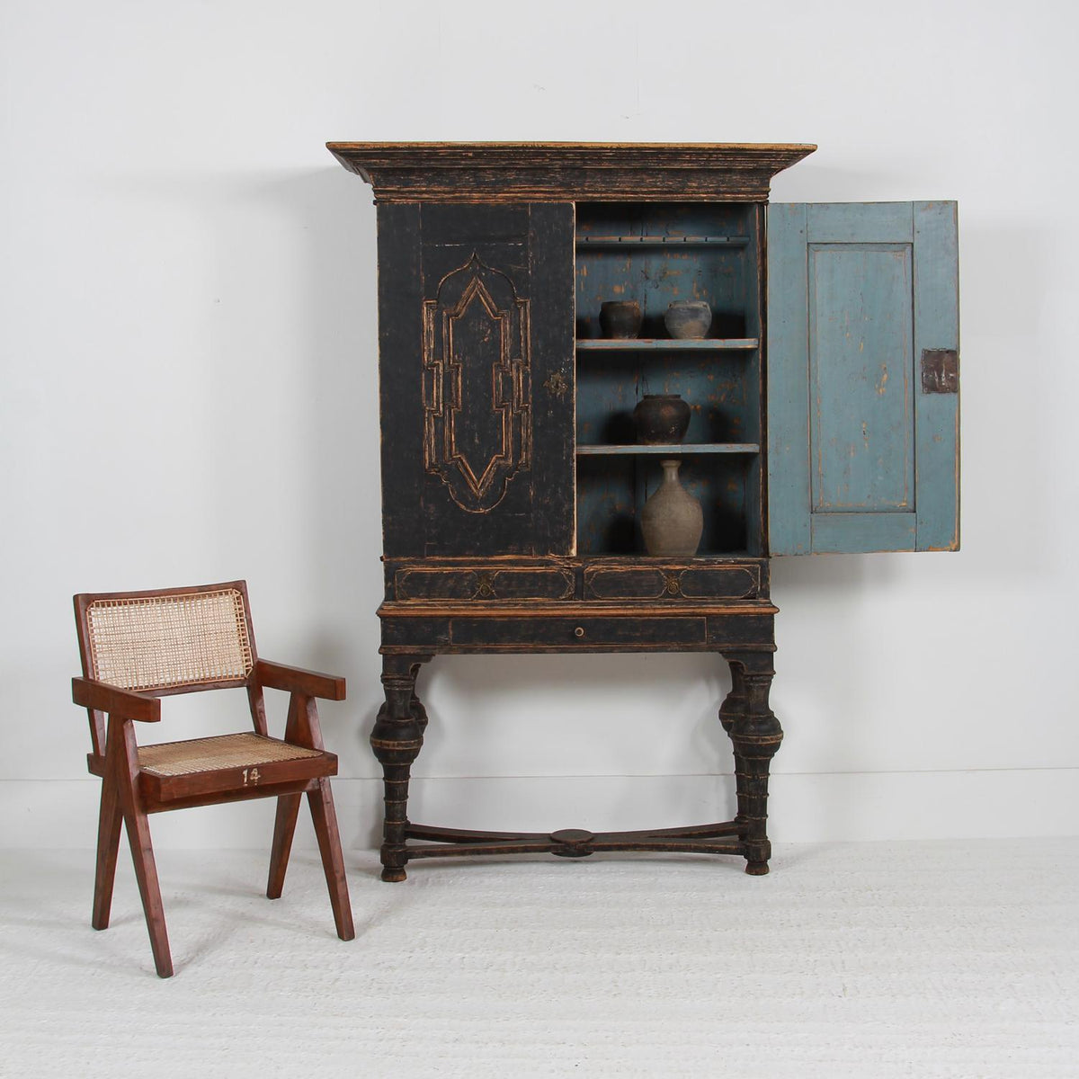 Exceptional Swedish 18thC Baroque Cabinet on Stand