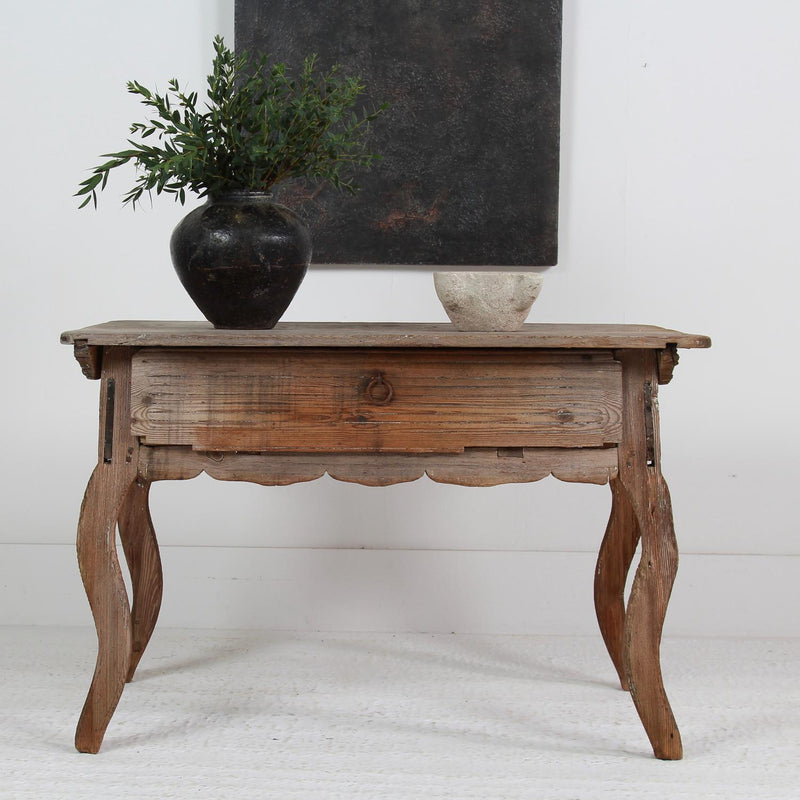 Rustic Swedish Early 18thC Rococo Provincial Farm Table/Desk
