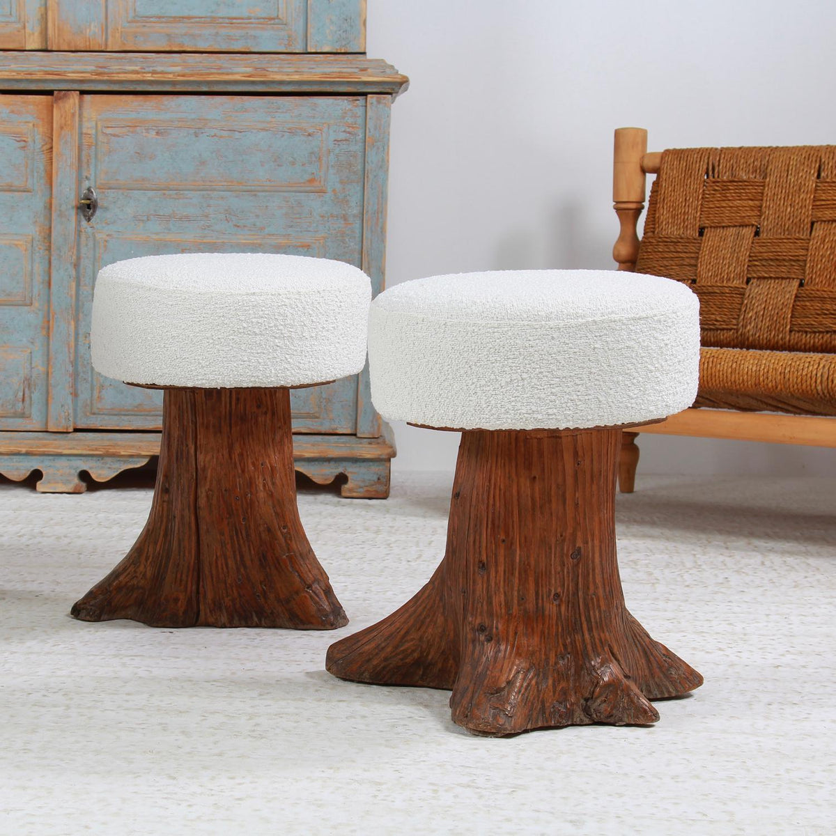 UNIQUE GNARLY ELM ORGANIC TREE STUMP ROOT STOOLS IN BOUCLE