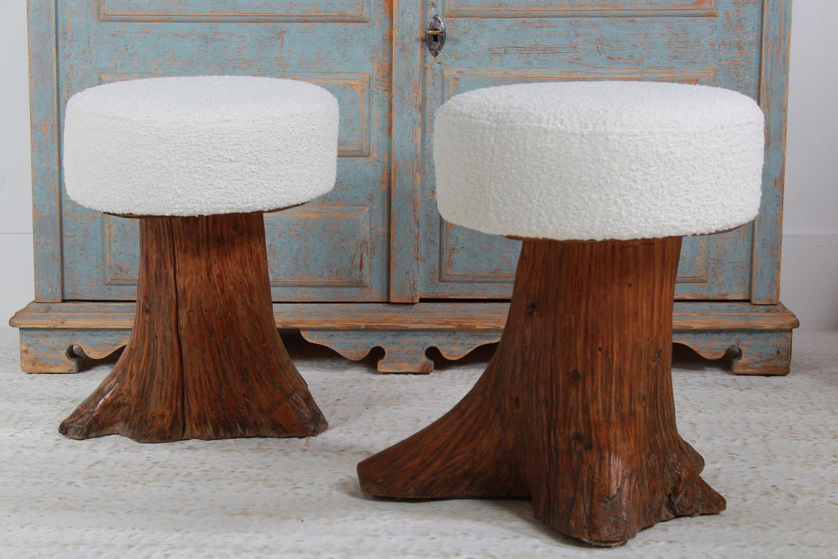 UNIQUE GNARLY ELM ORGANIC TREE STUMP ROOT STOOLS IN BOUCLE