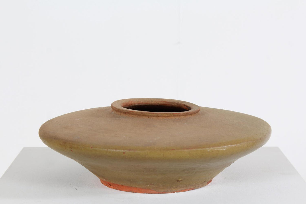 Antique Earthenware Flat Rice Wine Pot from Guangxi Province