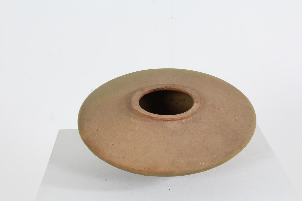 Antique Earthenware Flat Rice Wine Pot from Guangxi Province