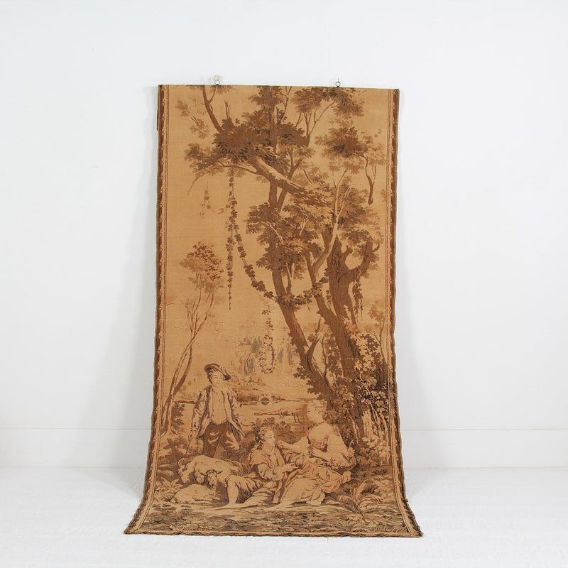 Faded French  Mid 20thC Country Scene Tapestry Panel