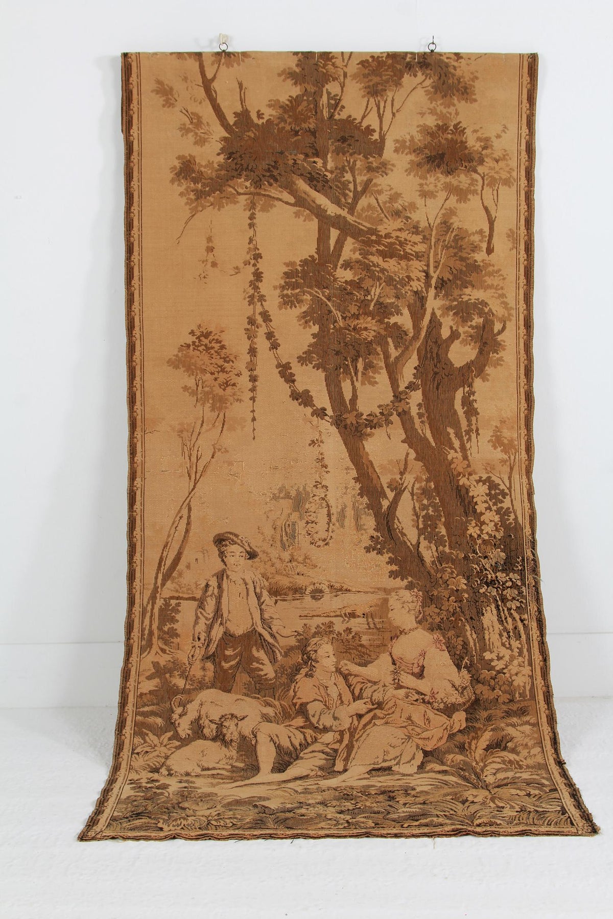 Faded French  Mid 20thC Country Scene Tapestry Panel