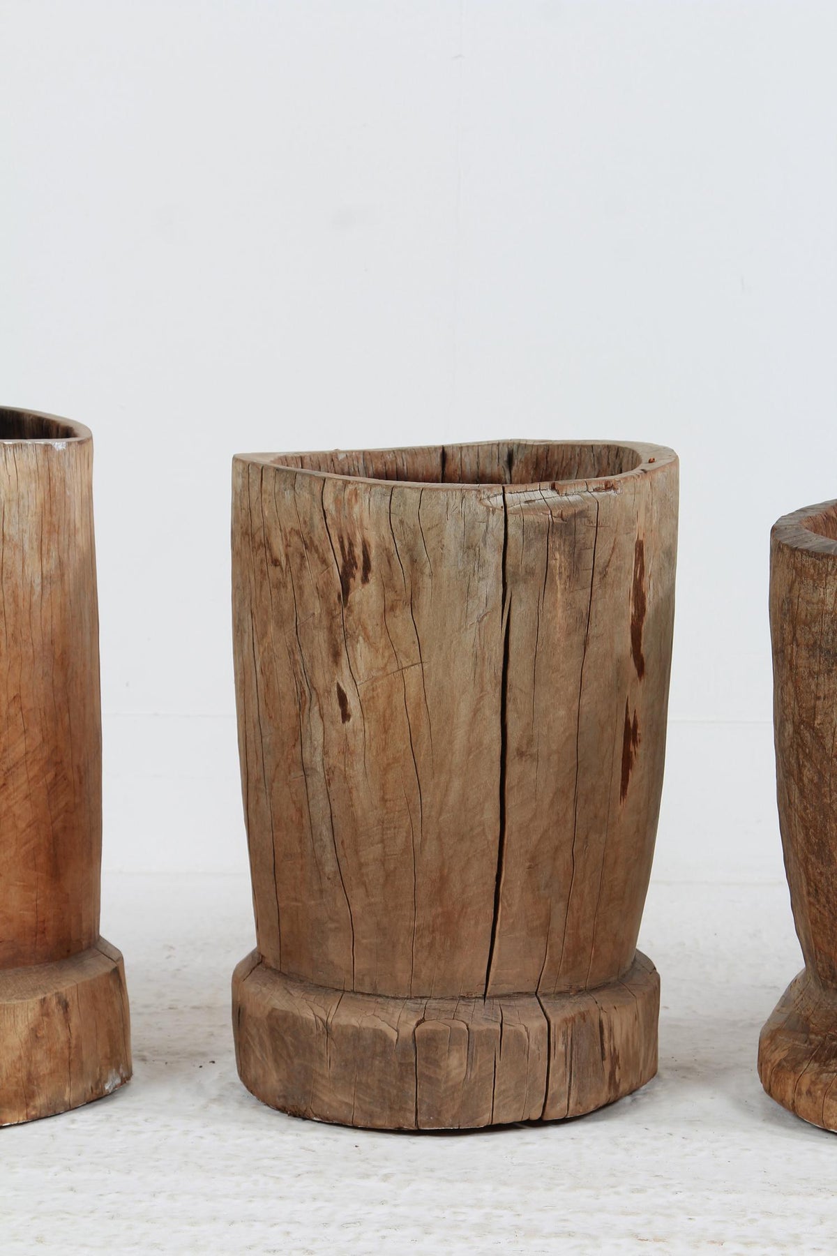 WONDERFUL COLLECTION OF GNARLY XL JAPANESE USU WOODEN MORTARS