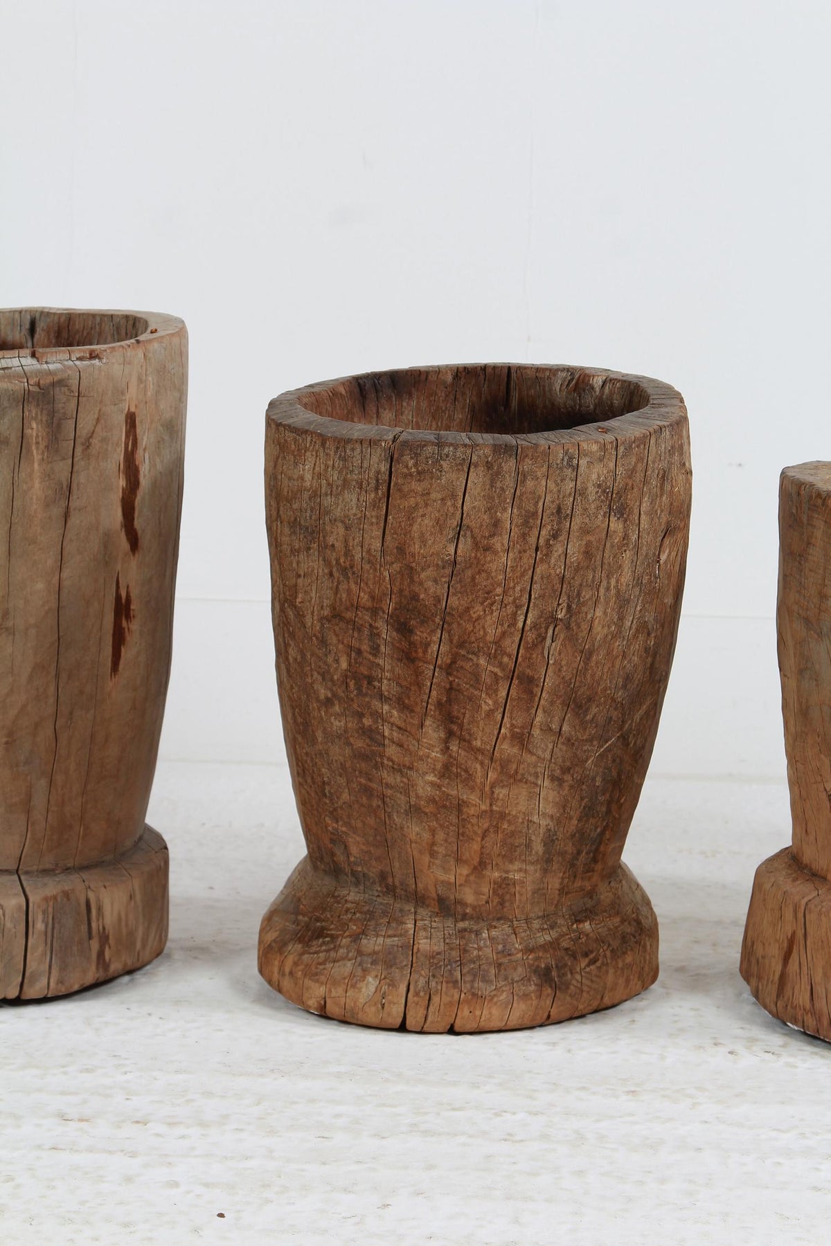 WONDERFUL COLLECTION OF GNARLY XL JAPANESE USU WOODEN MORTARS