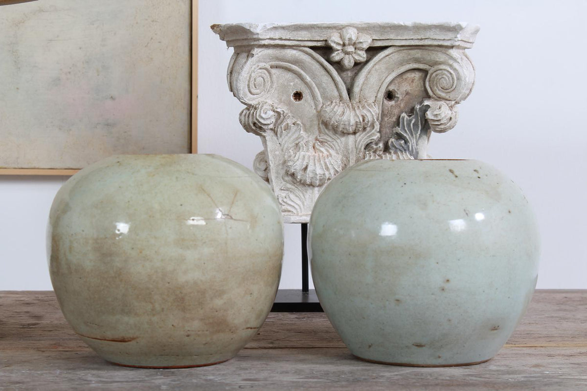 Two Antique  Chinese 19thC Ceramic Glazed Ginger Jars