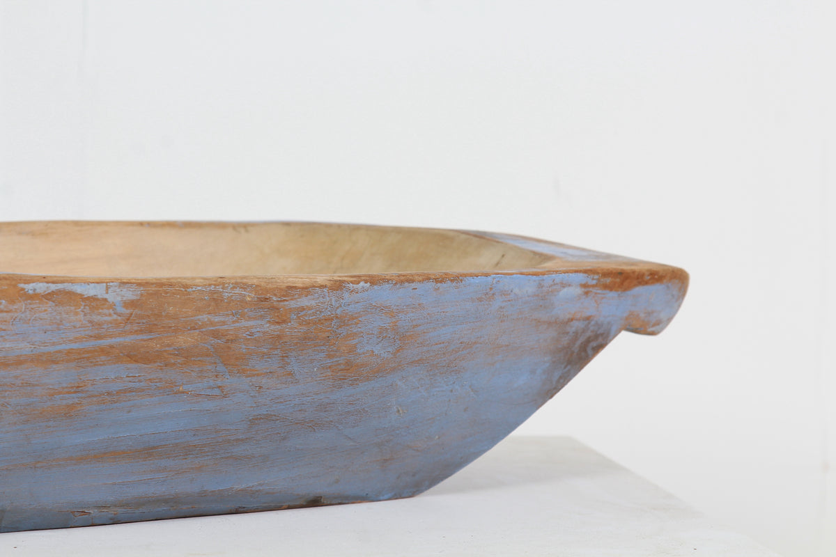 Large Rustic Swedish Salting  Trough with Original Blue Paint