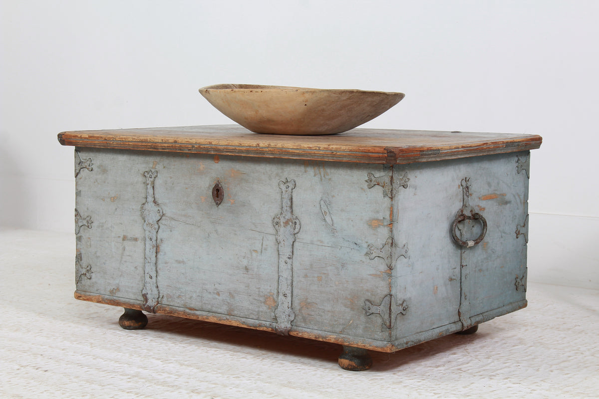 Charming Swedish 19th Century Painted Marriage Trunk