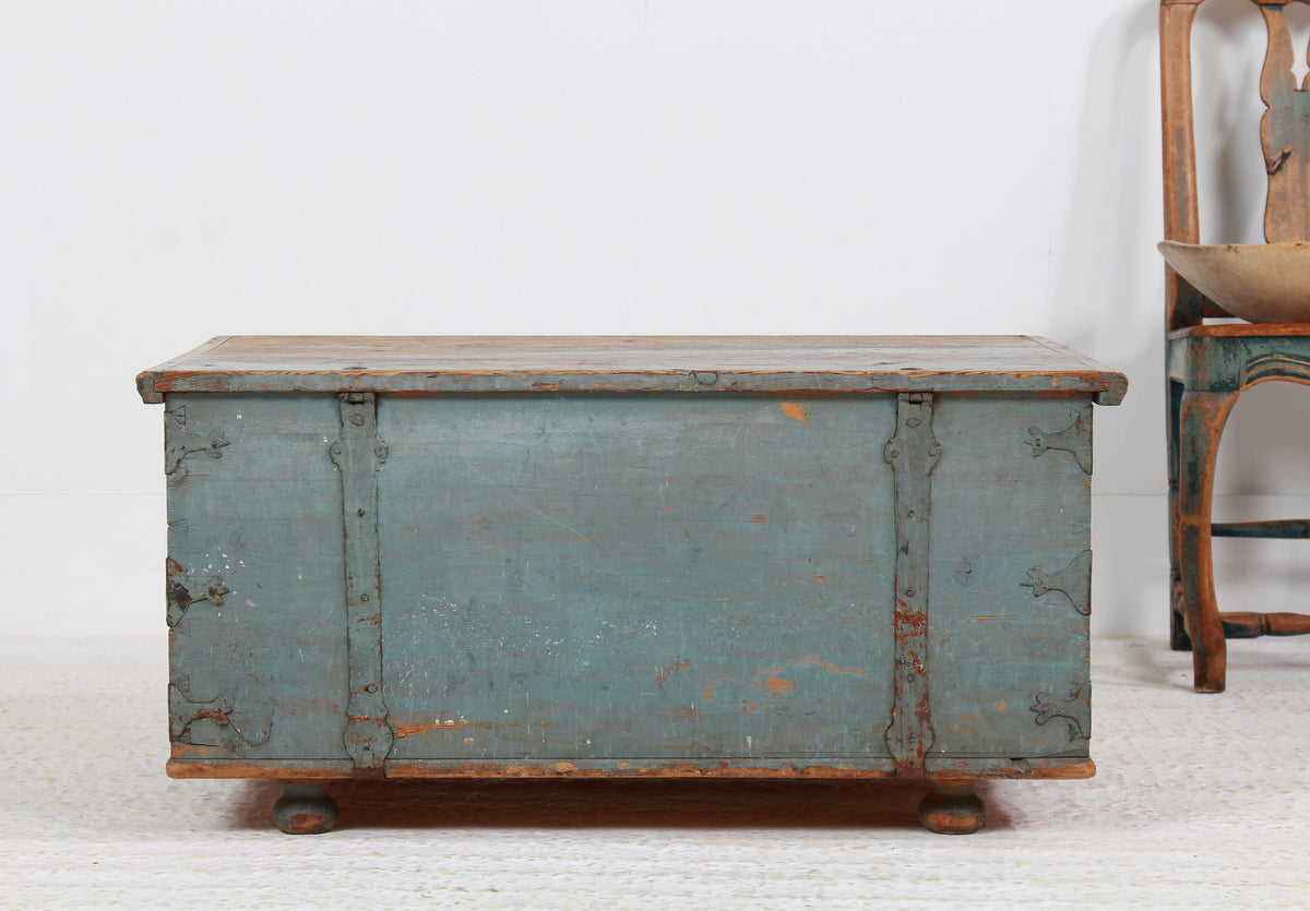 Charming Swedish 19th Century Painted Marriage Trunk