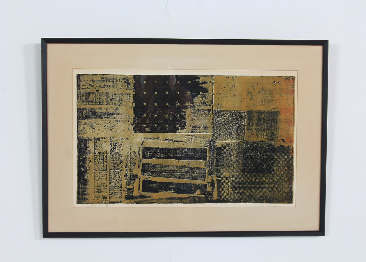 Mid-Century Swedish Brutalist Abstract Silk Screen Print