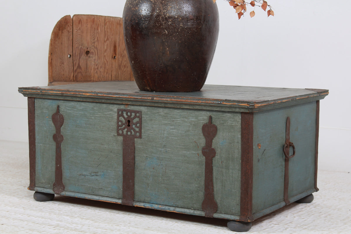 Swedish 19thC Painted Marriage Trunk Dated  1826