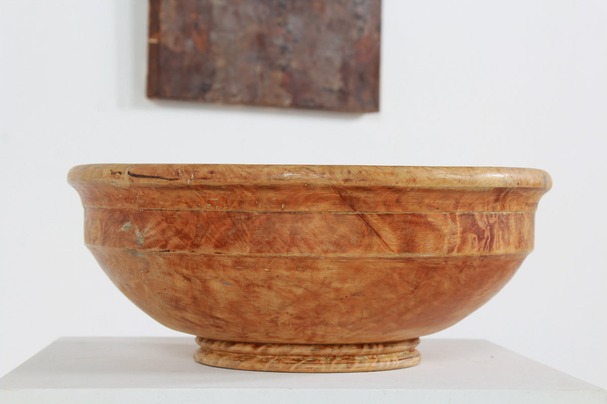 Exceptional Large Swedish 19thC Burr Wood Bowl