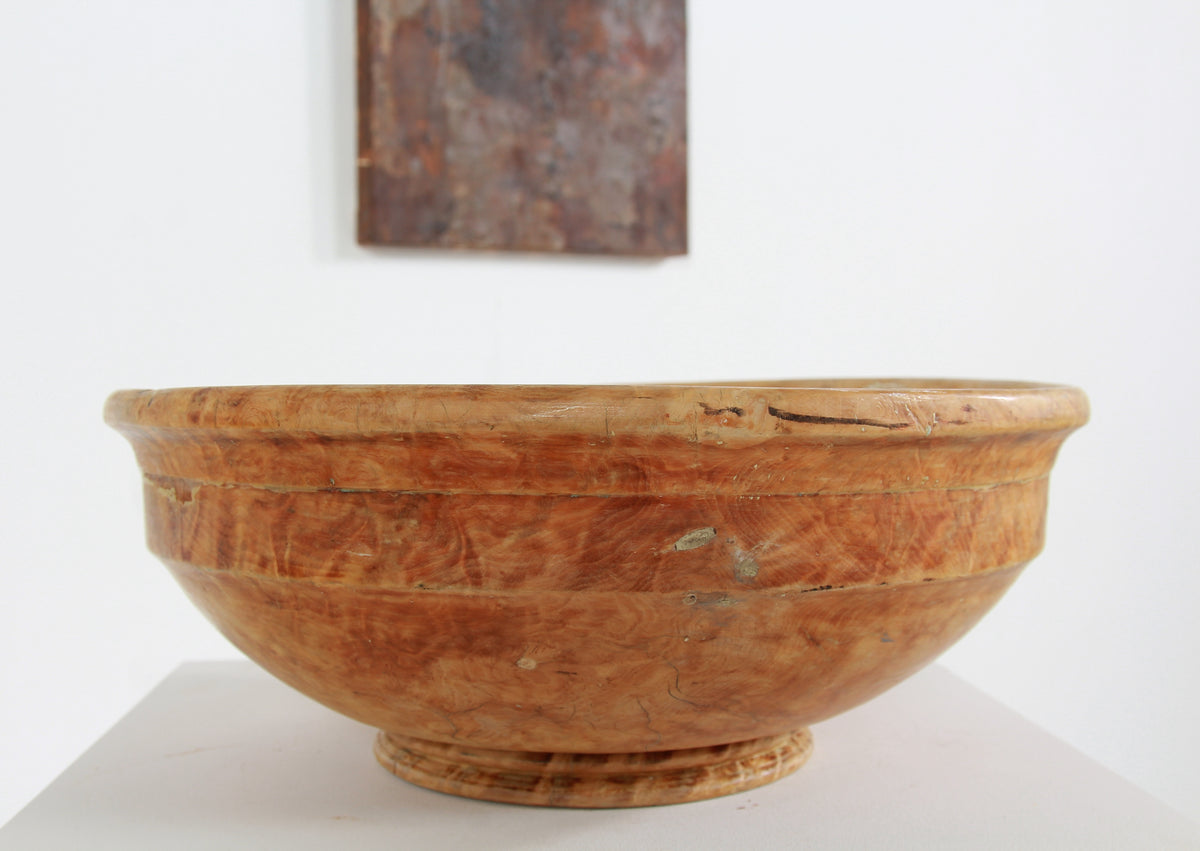 Exceptional Large Swedish 19thC Burr Wood Bowl