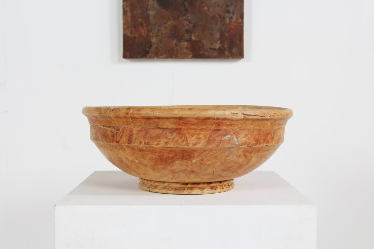 Exceptional Large Swedish 19thC Burr Wood Bowl