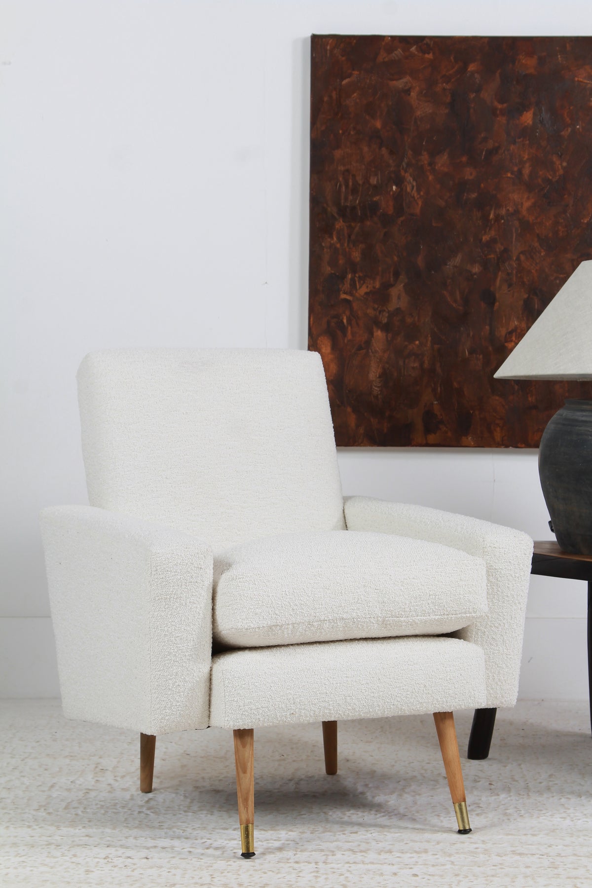 FRENCH MID-CENTURY LOUNGE CHAIR IN BOUCLE