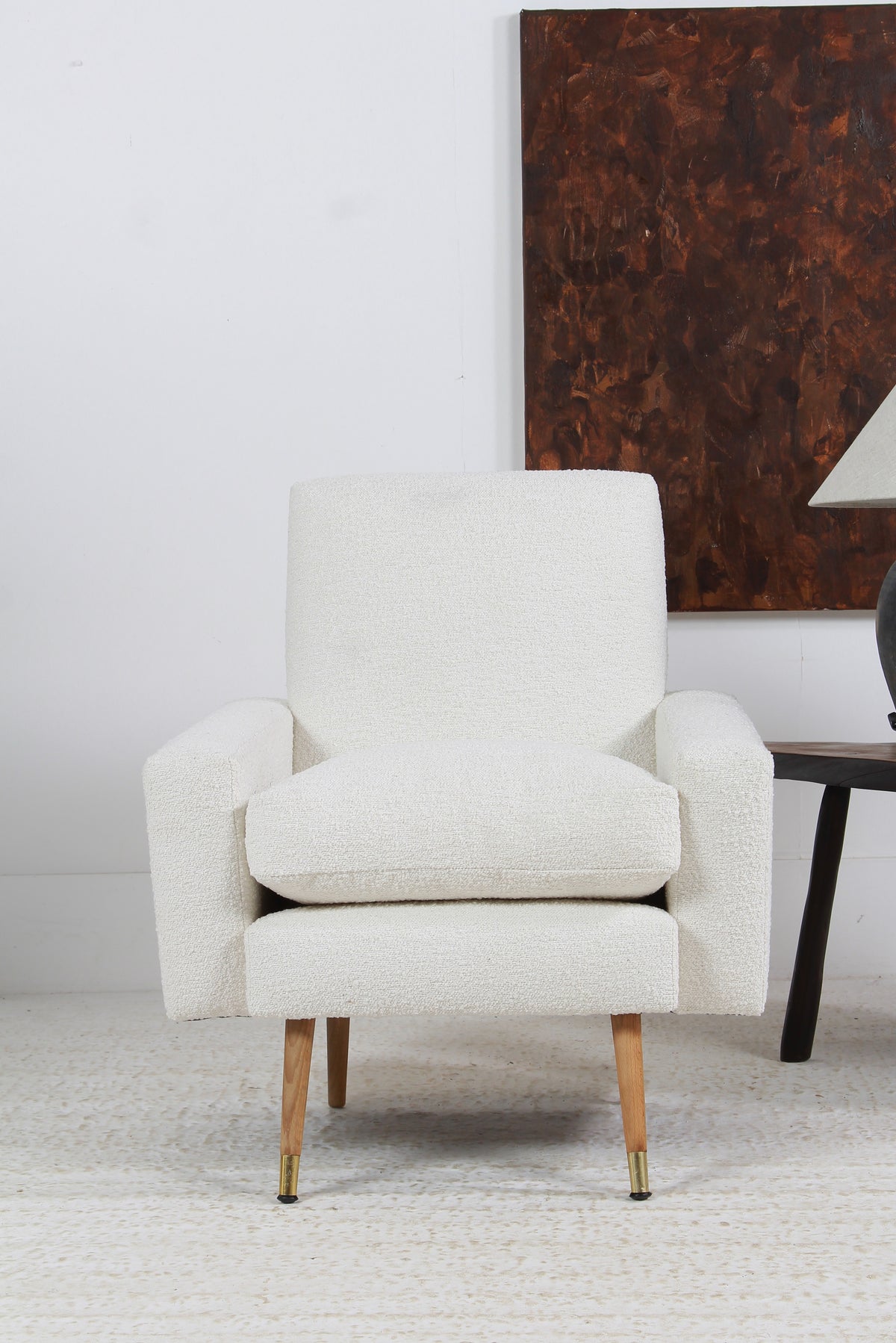 FRENCH MID-CENTURY LOUNGE CHAIR IN BOUCLE