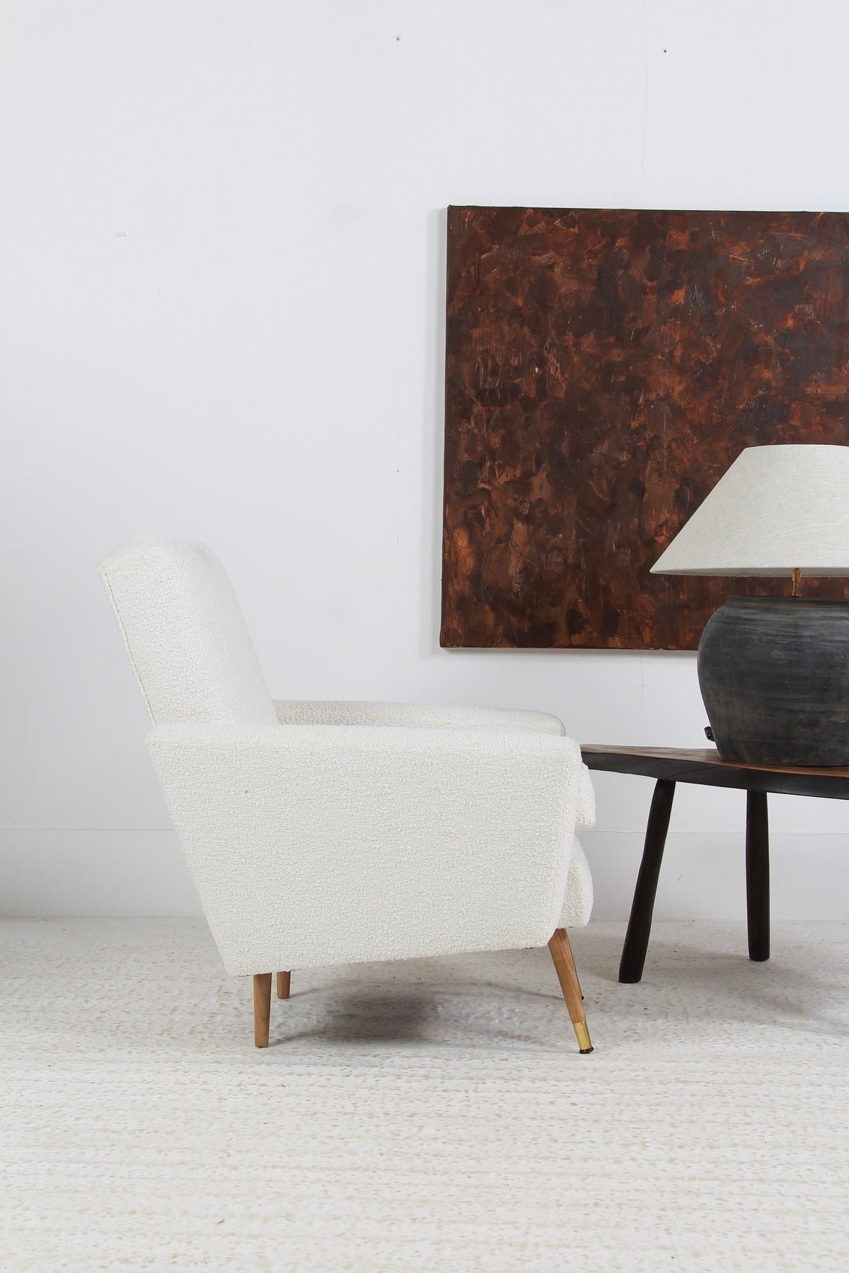 FRENCH MID-CENTURY LOUNGE CHAIR IN BOUCLE