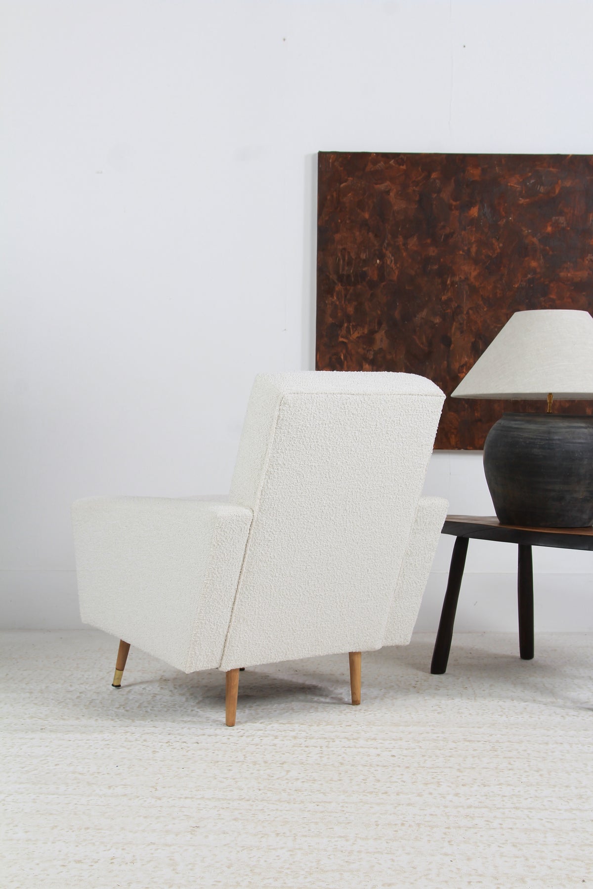 FRENCH MID-CENTURY LOUNGE CHAIR IN BOUCLE