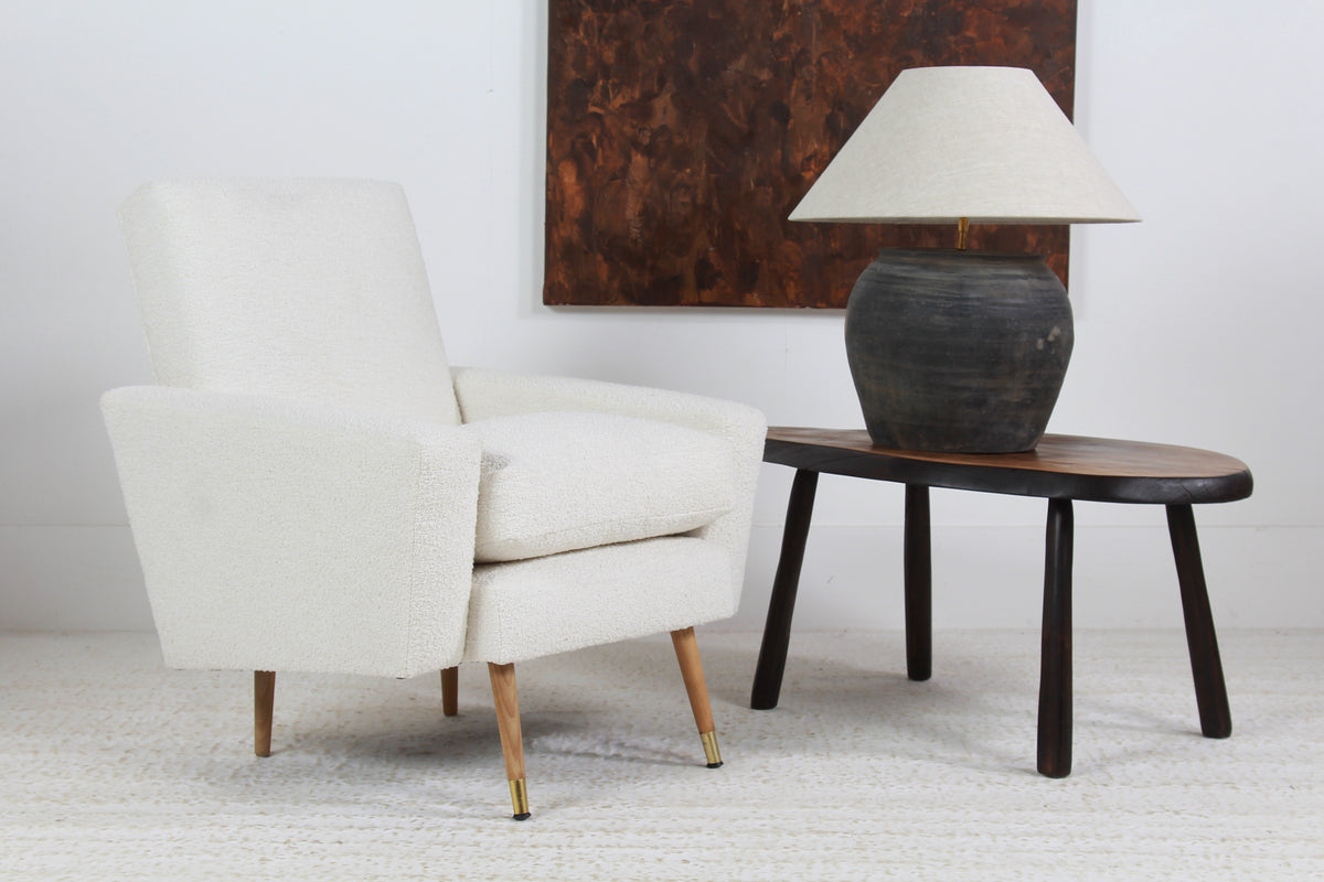 FRENCH MID-CENTURY LOUNGE CHAIR IN BOUCLE