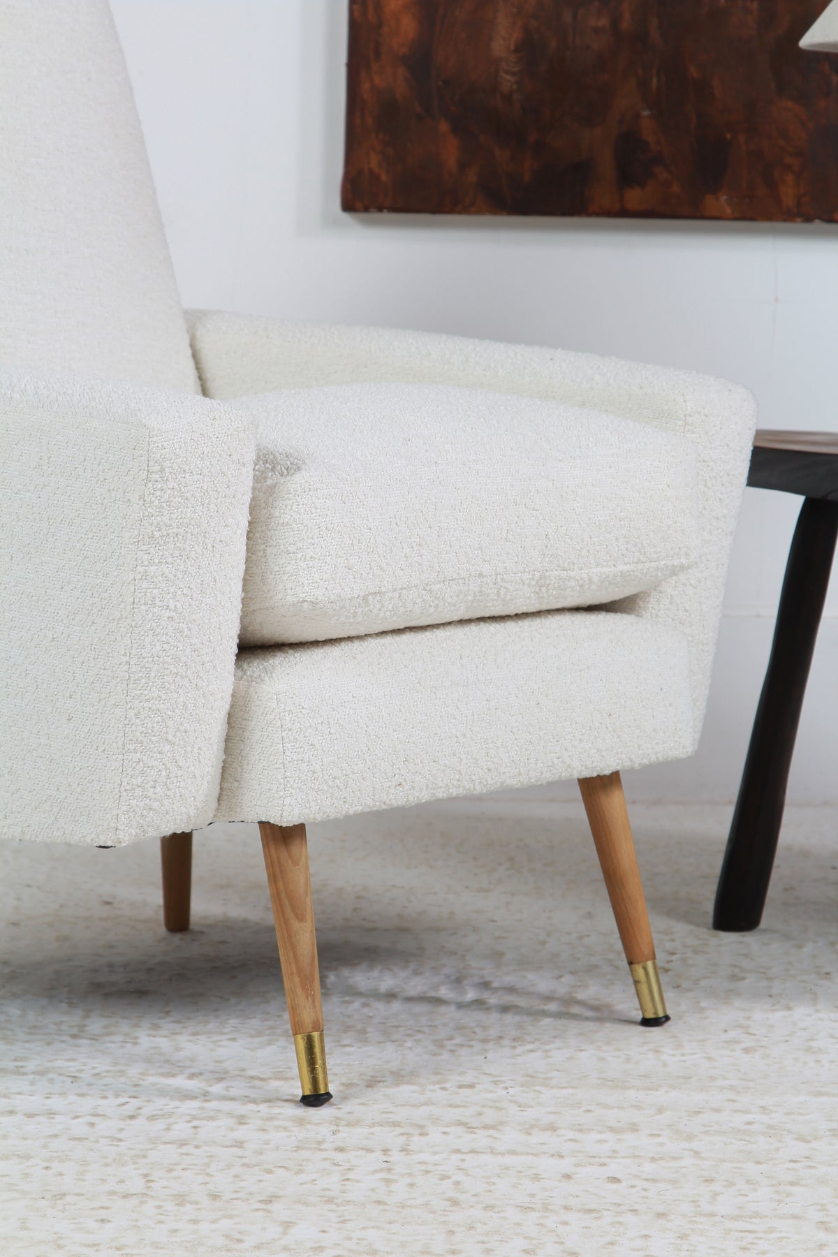 FRENCH MID-CENTURY LOUNGE CHAIR IN BOUCLE