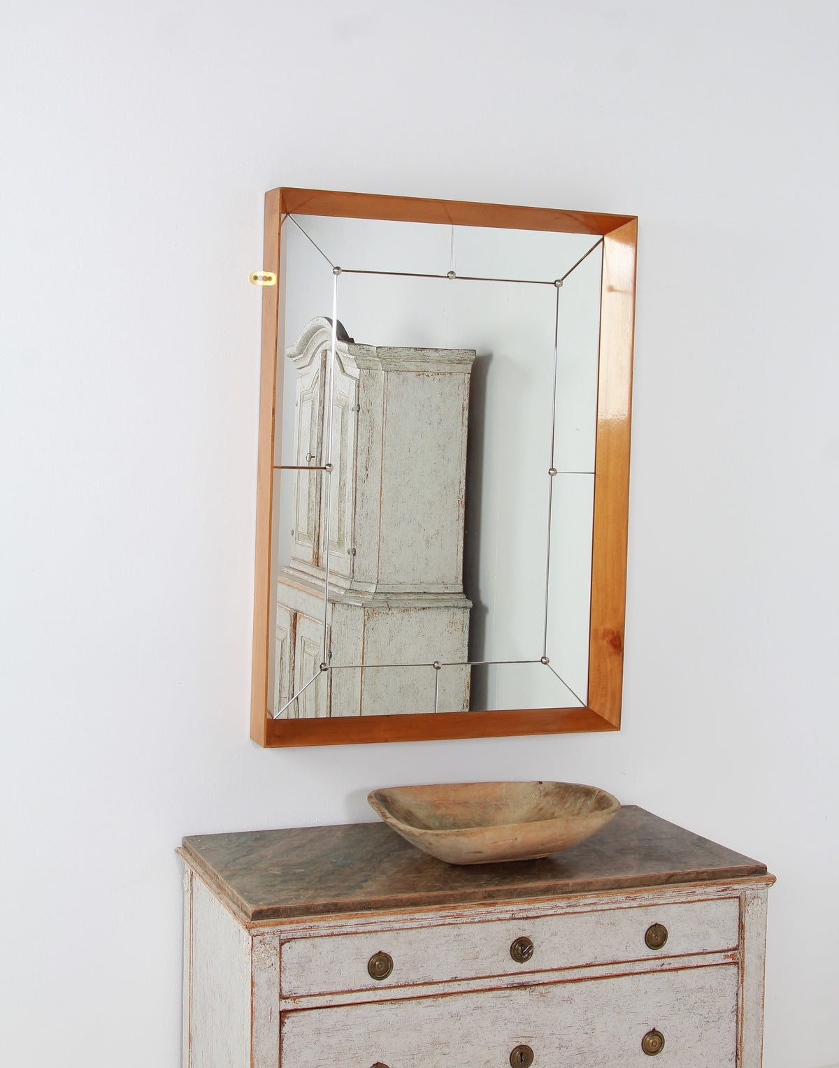 Elegant Swedish Large Scale Mid-Century Walnut Wall Mirror