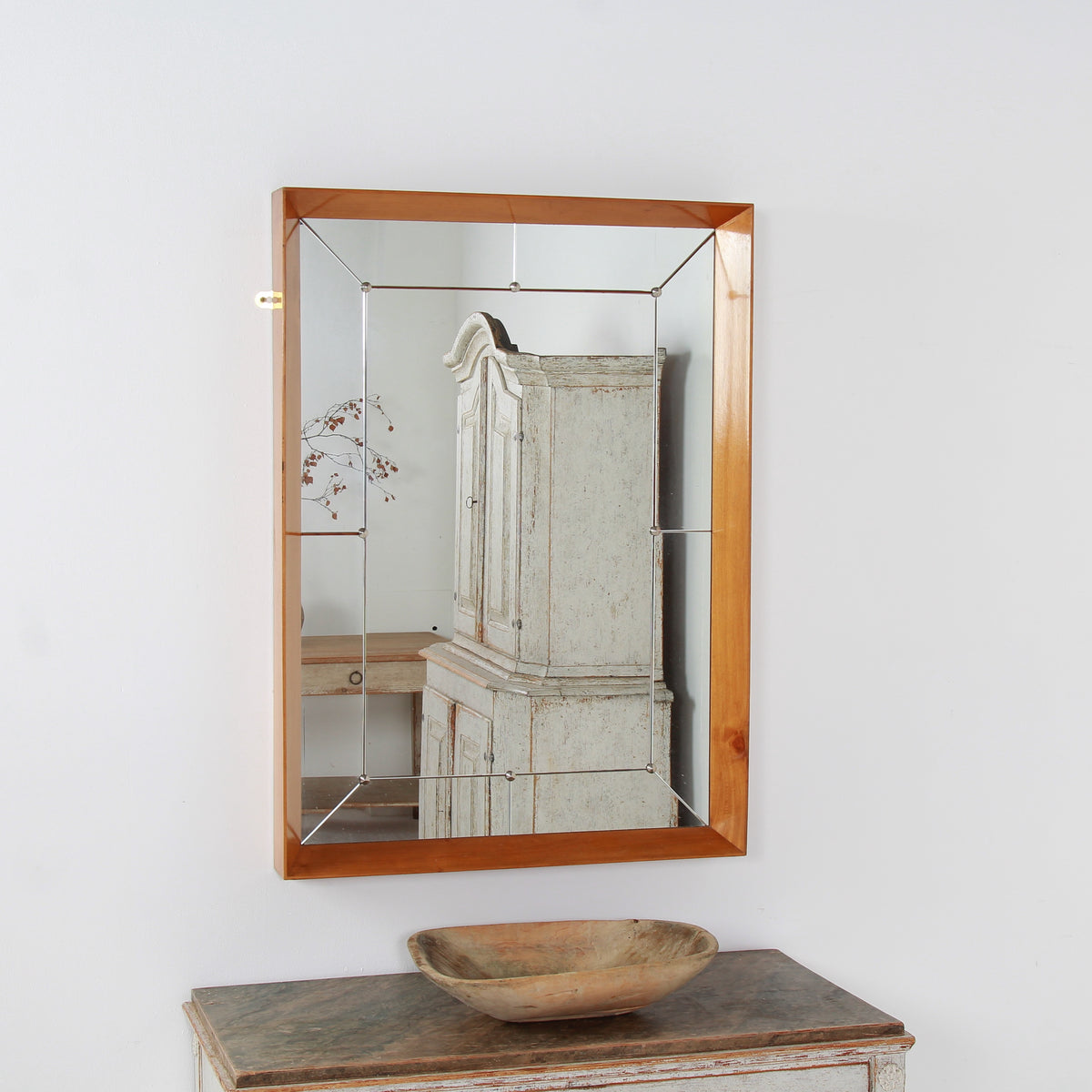 Elegant Swedish Large Scale Mid-Century Walnut Wall Mirror