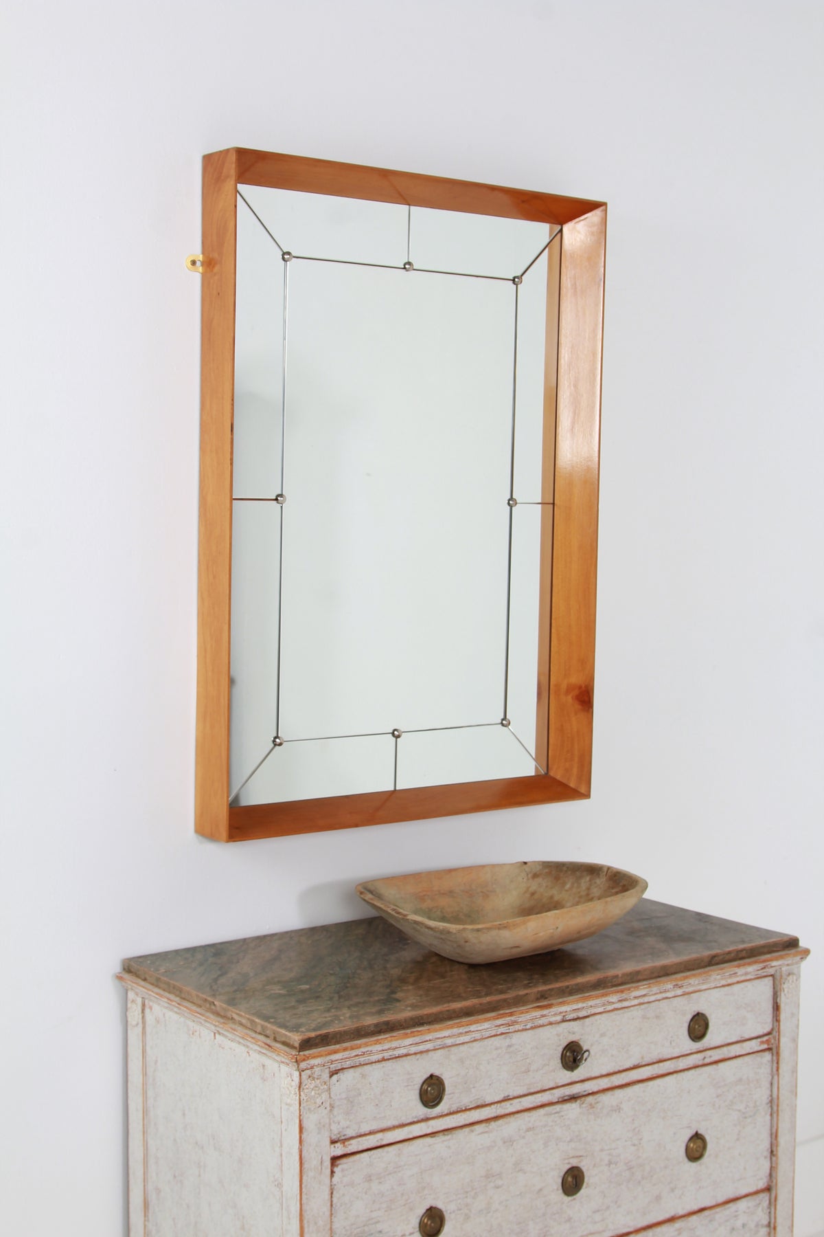 Elegant Swedish Large Scale Mid-Century Walnut Wall Mirror