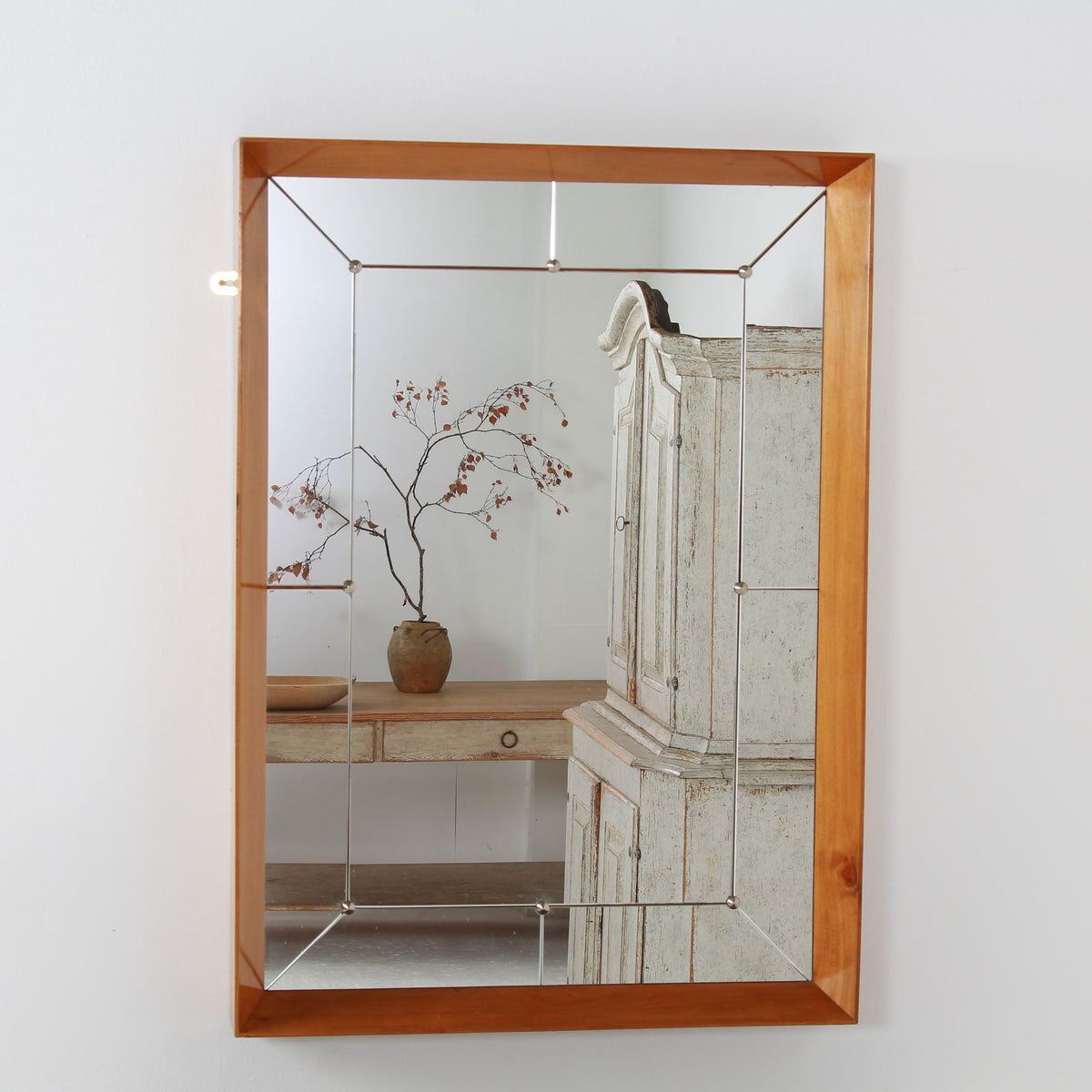 Elegant Swedish Large Scale Mid-Century Walnut Wall Mirror