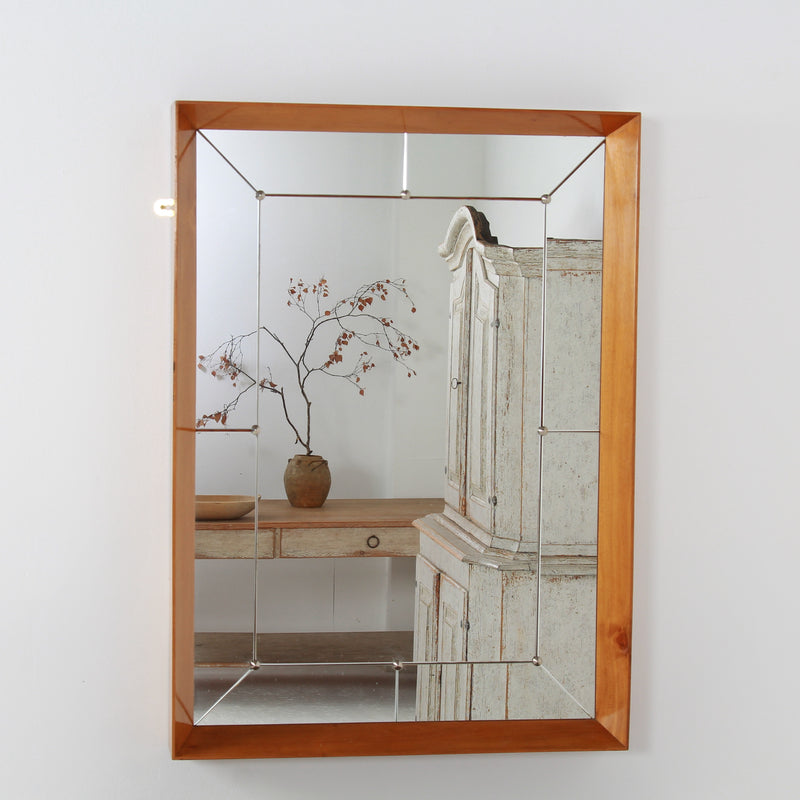 Elegant Swedish Large Scale Mid-Century Walnut Wall Mirror