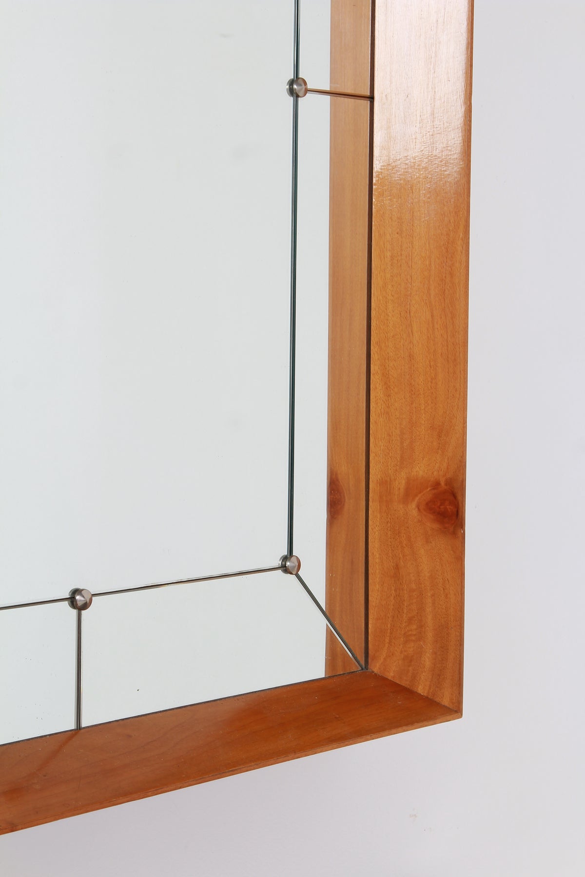 Elegant Swedish Large Scale Mid-Century Walnut Wall Mirror