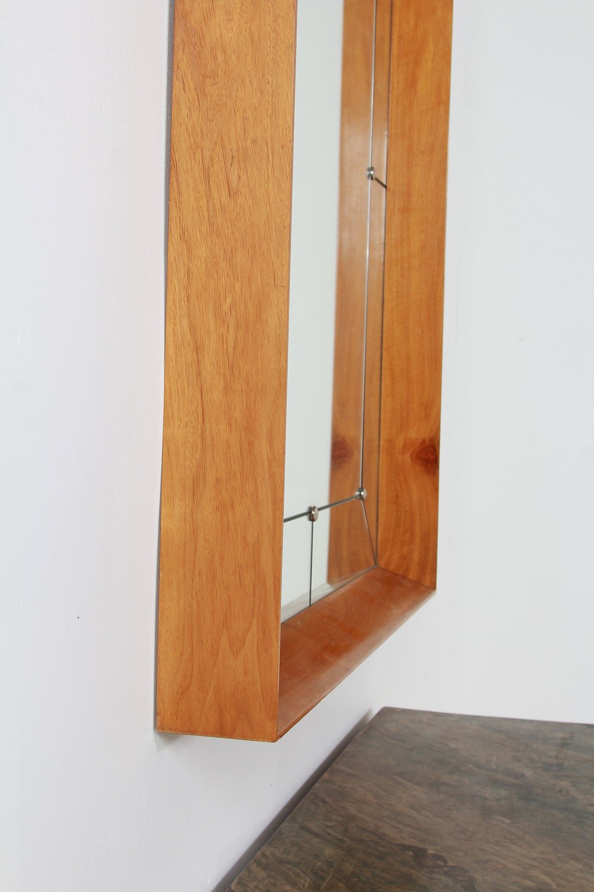 Elegant Swedish Large Scale Mid-Century Walnut Wall Mirror