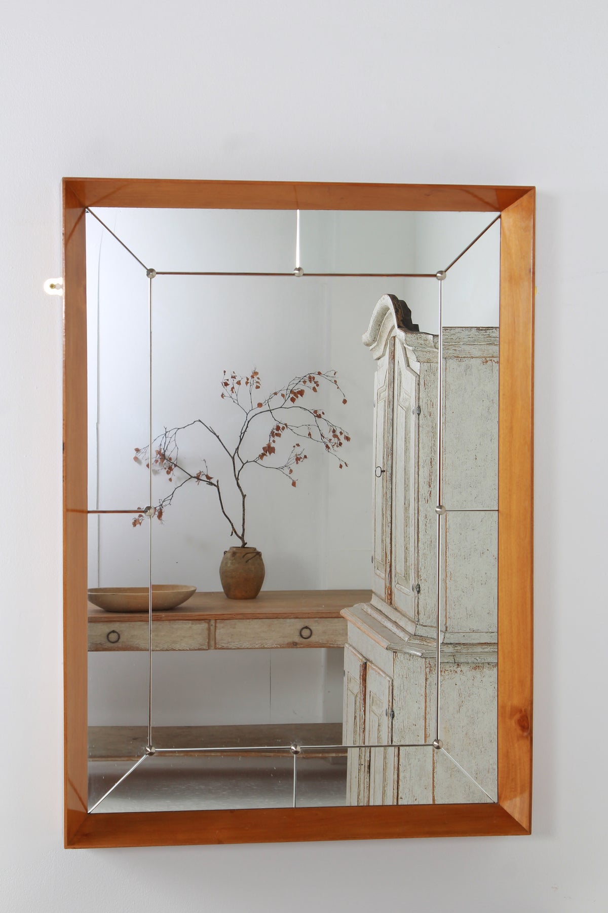 Elegant Swedish Large Scale Mid-Century Walnut Wall Mirror