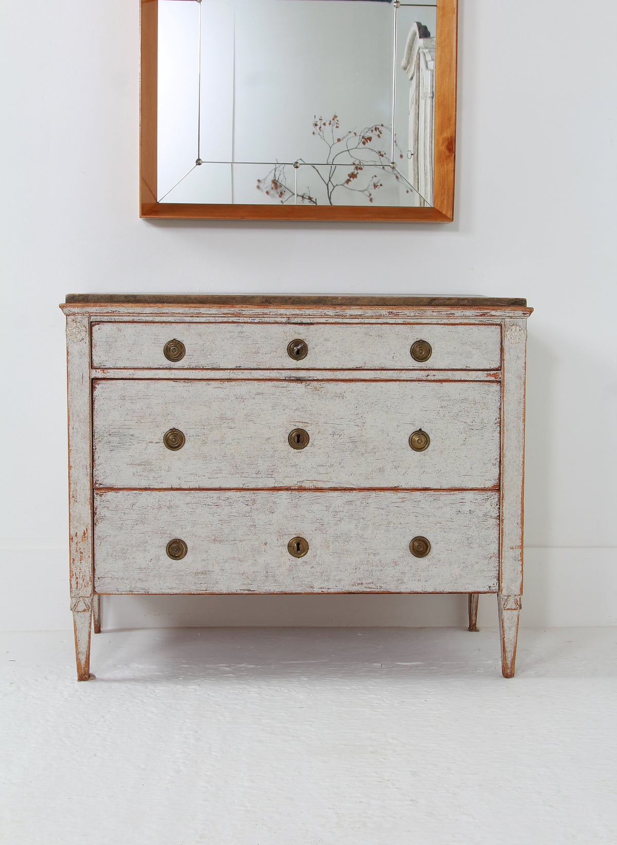 Swedish Gustavian Painted 18thC Commode with Faux Marble Top