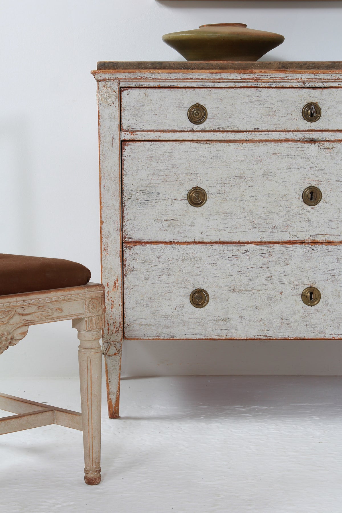 Swedish Gustavian Painted 18thC Commode with Faux Marble Top