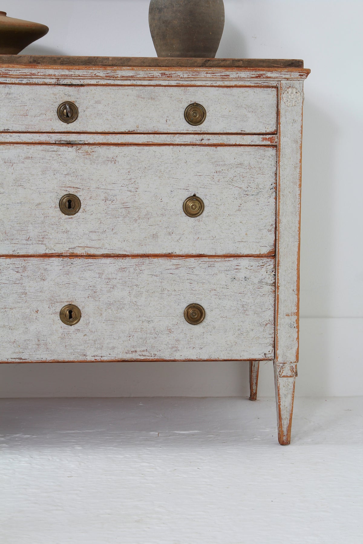 Swedish Gustavian Painted 18thC Commode with Faux Marble Top