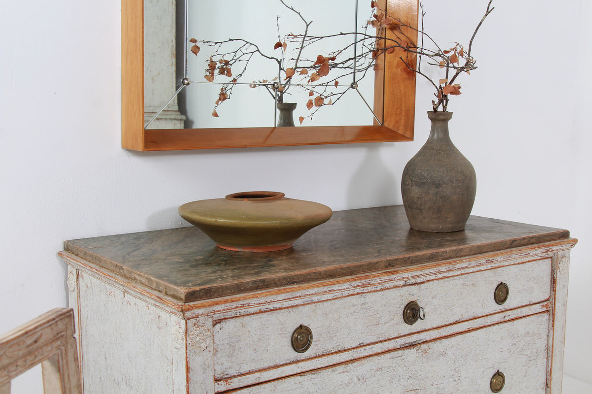 Swedish Gustavian Painted 18thC Commode with Faux Marble Top