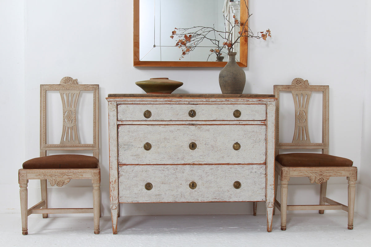 Swedish Gustavian Painted 18thC Commode with Faux Marble Top