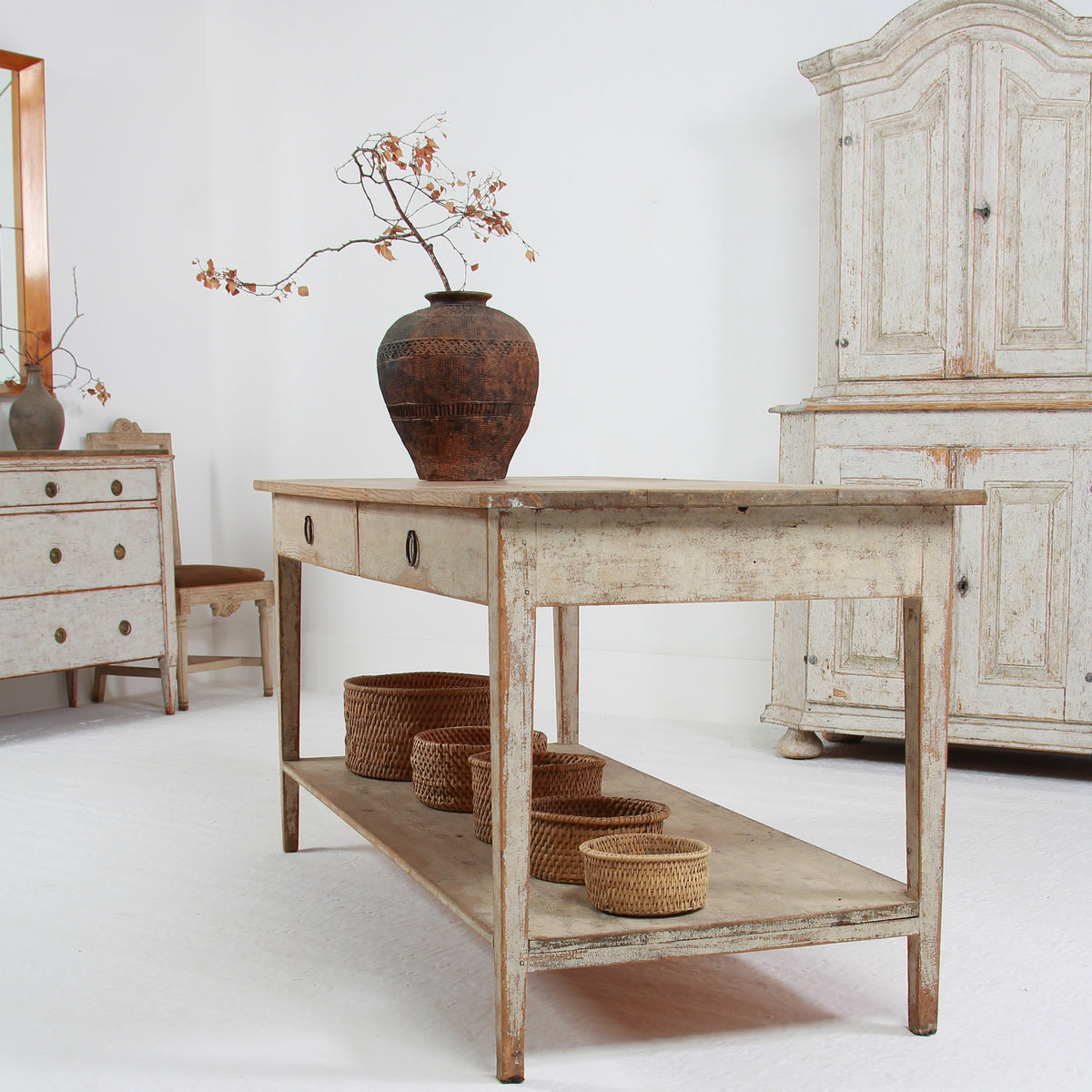 STUNNING SWEDISH COUNTRY HOUSE 19THC CONSOLE/SERVING TABLE