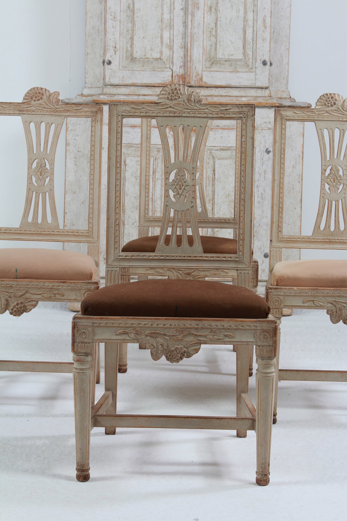 Set of Four 19thC Swedish Late Gustavian Lindome Dining Chairs