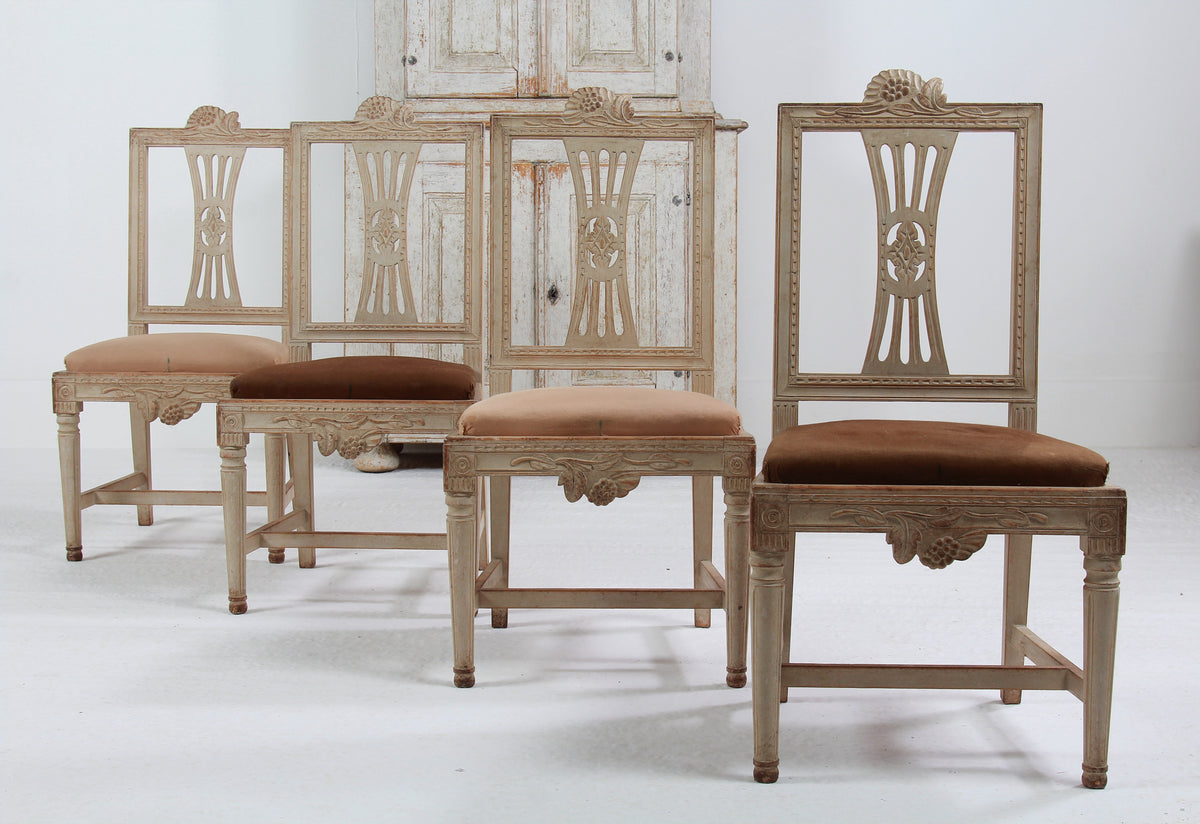 Set of Four 19thC Swedish Late Gustavian Lindome Dining Chairs