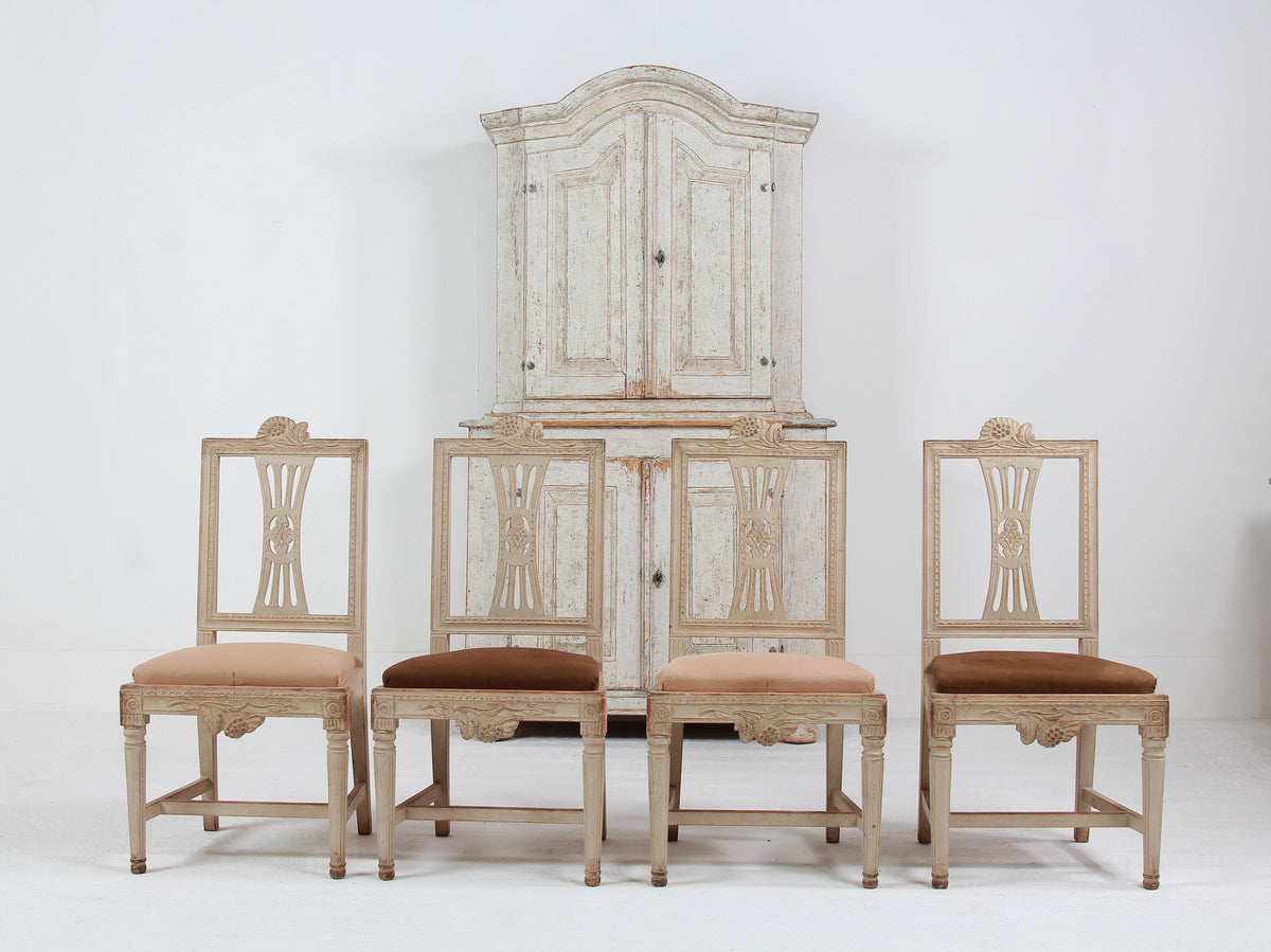 Set of Four 19thC Swedish Late Gustavian Lindome Dining Chairs