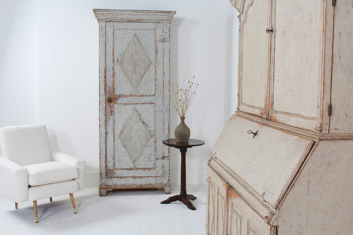 A Rare Swedish 18thC Gustavian Painted Harlequin Cabinet in Original Paint