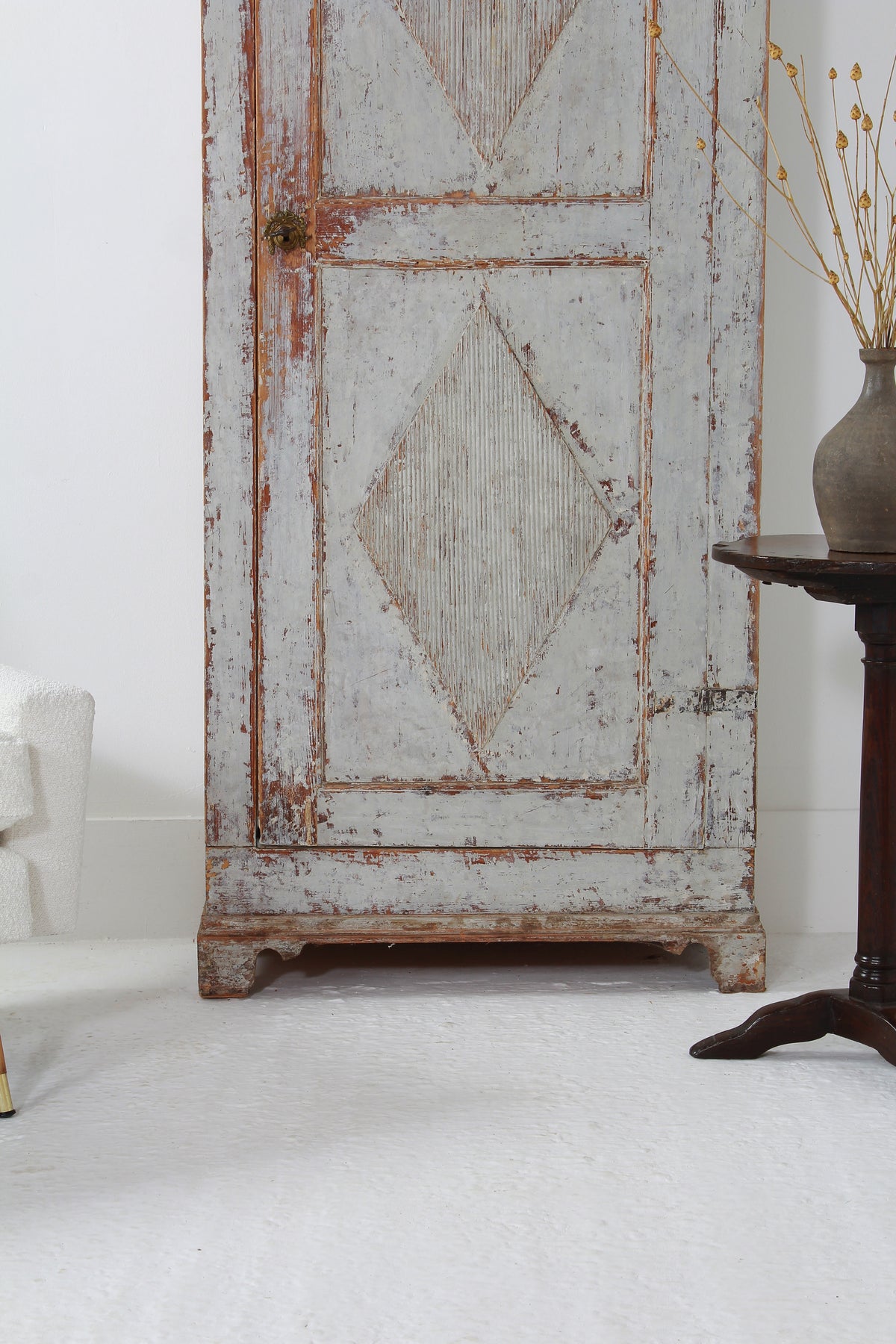 A Rare Swedish 18thC Gustavian Painted Harlequin Cabinet in Original Paint