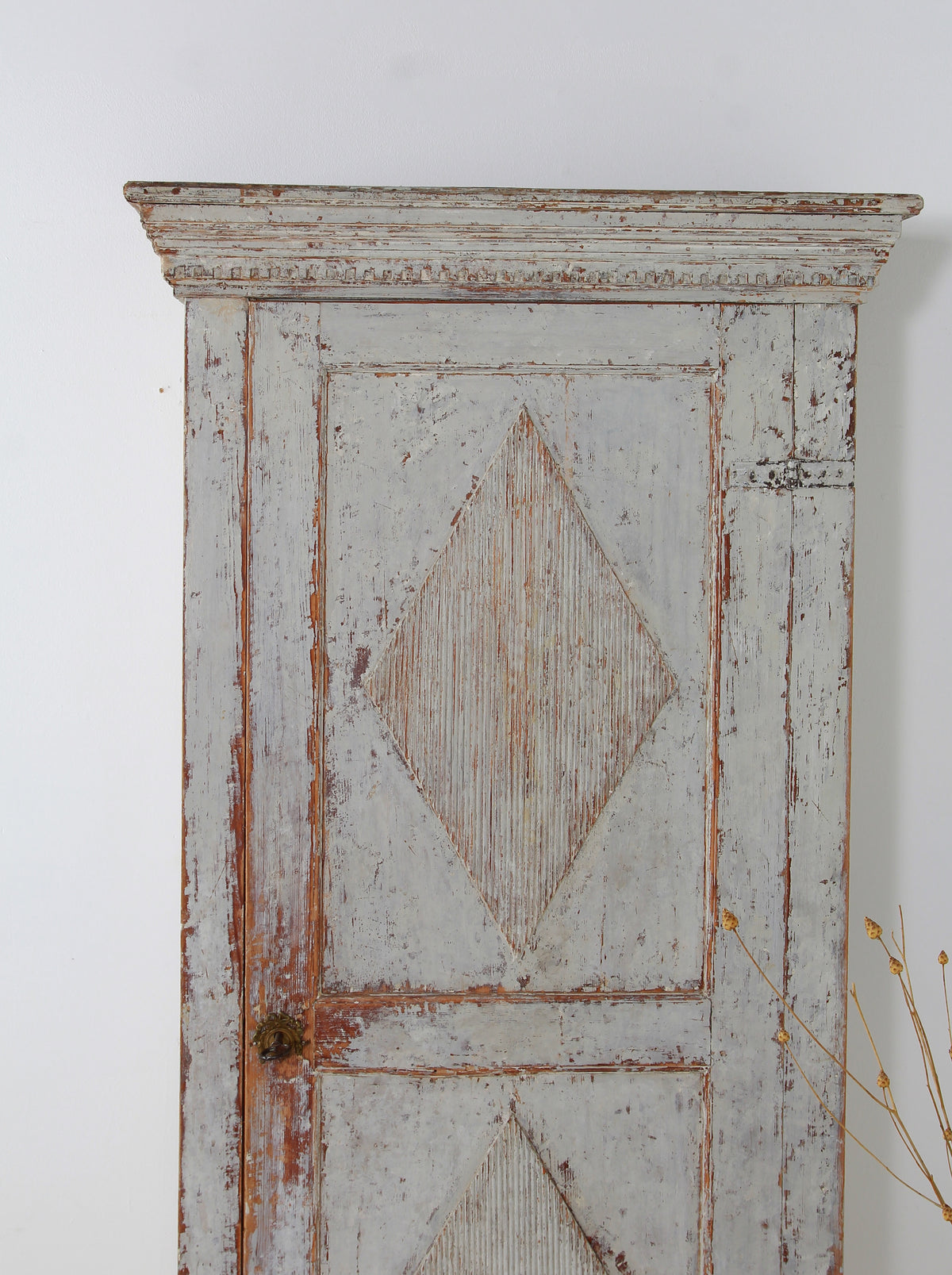 A Rare Swedish 18thC Gustavian Painted Harlequin Cabinet in Original Paint