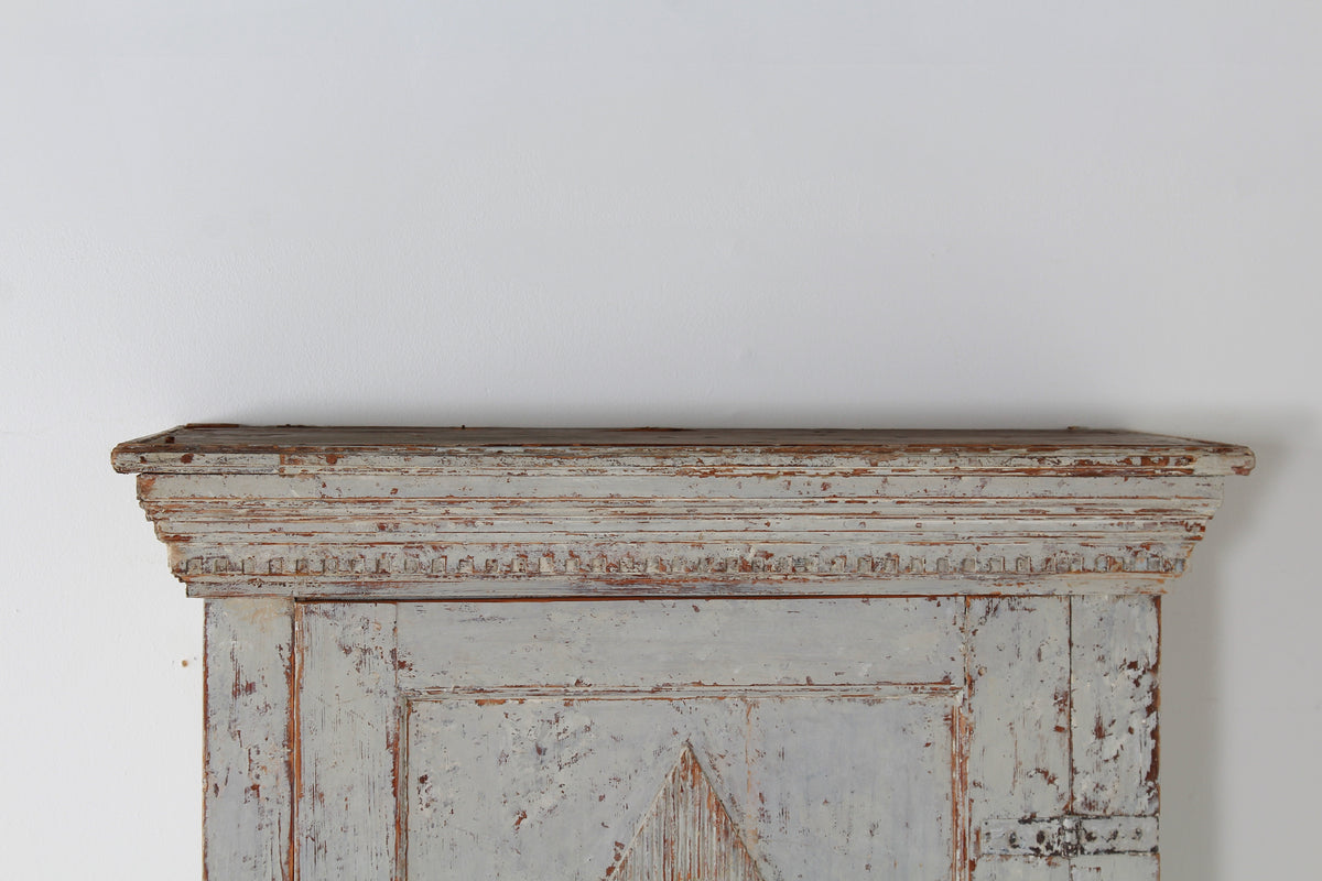 A Rare Swedish 18thC Gustavian Painted Harlequin Cabinet in Original Paint