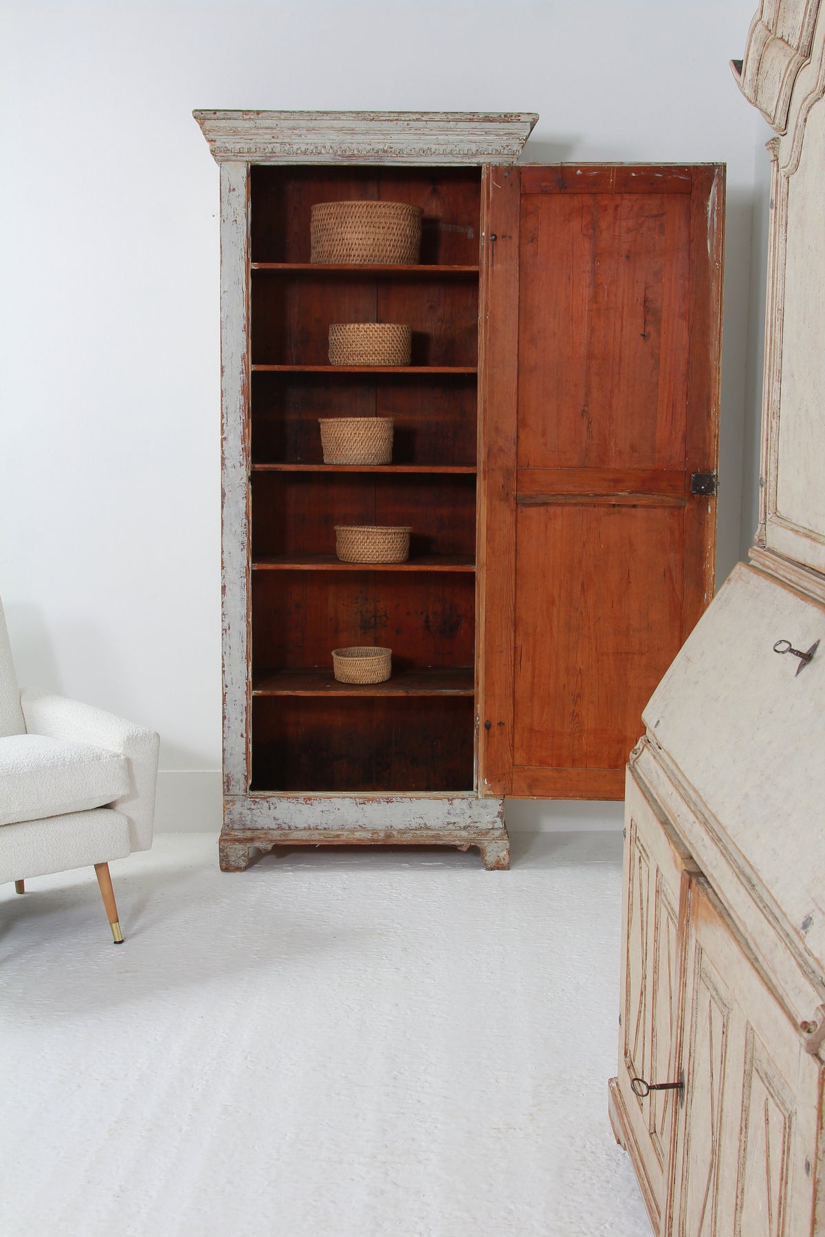 A Rare Swedish 18thC Gustavian Painted Harlequin Cabinet in Original Paint