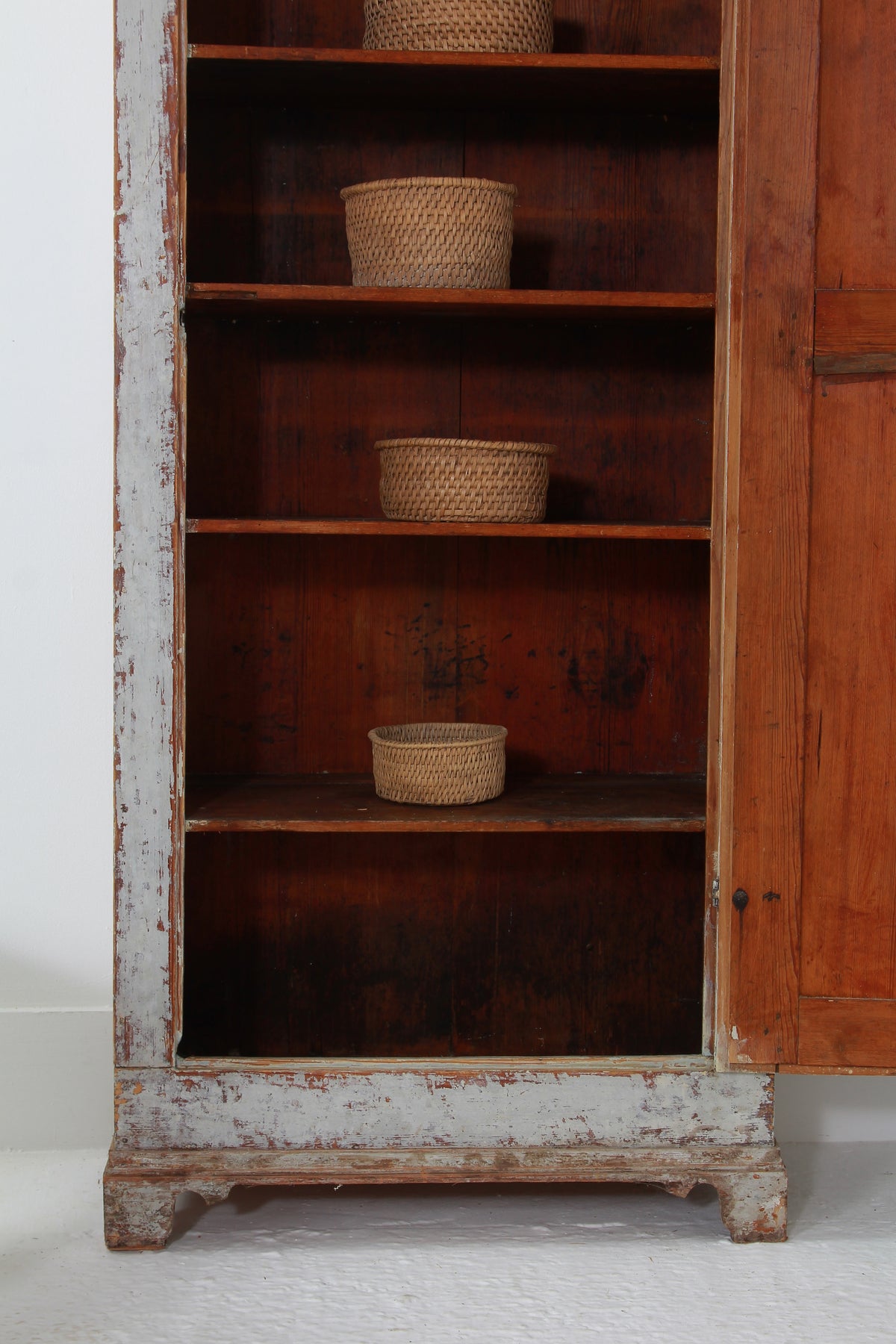 A Rare Swedish 18thC Gustavian Painted Harlequin Cabinet in Original Paint