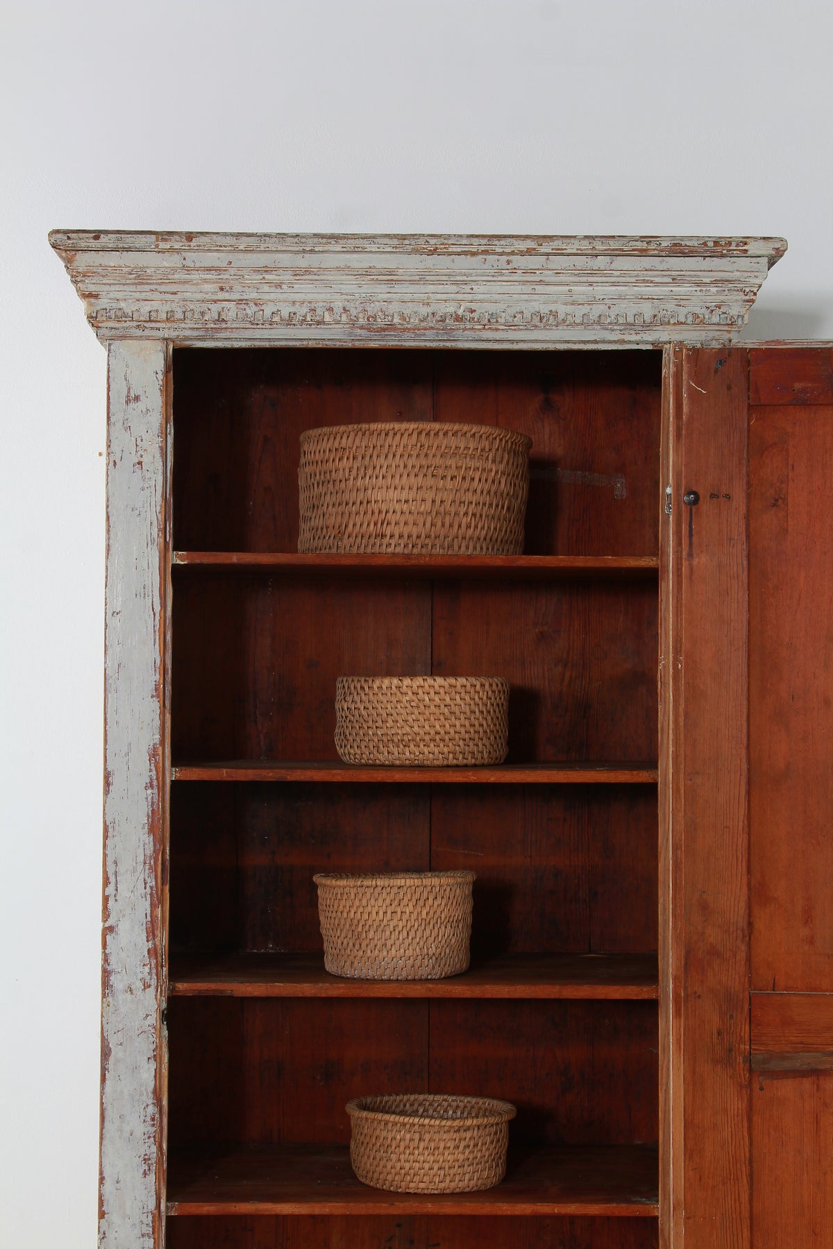 A Rare Swedish 18thC Gustavian Painted Harlequin Cabinet in Original Paint