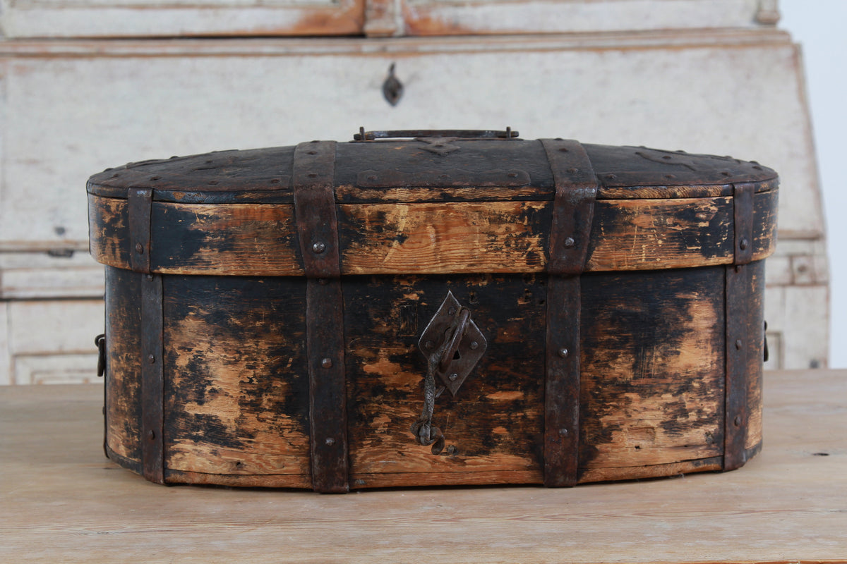 A wonderful Rare Relic Swedish 18THC Iron Bound Bentwood Box